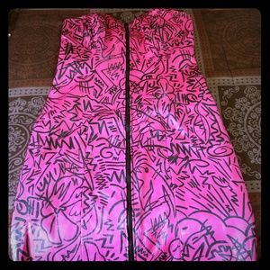 Pink and black zip up dress